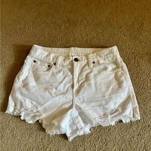 Aerie White Distressed Jean Shorts